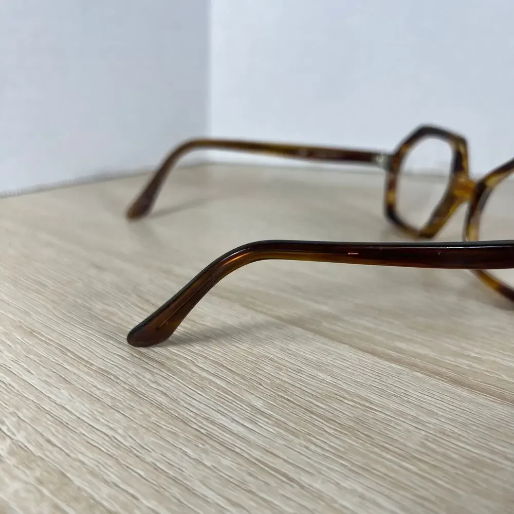 Vintage Safilo Scala Hexagon Eyeglasses Havana Brown Frames 5 1/2 Italy 48-22